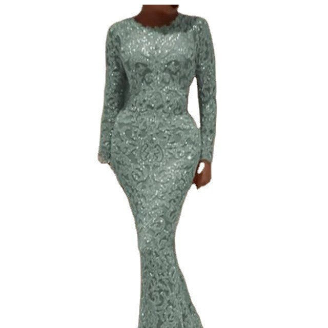 Levoire | V-neck Slim Fit Sexy Long Skirt Evening Wear
