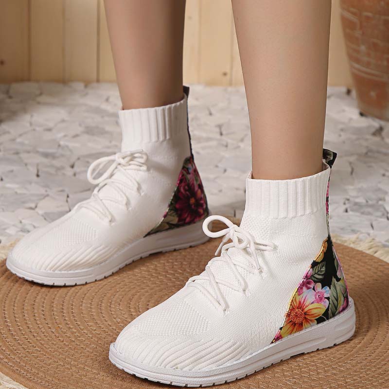Levoire | Baskets Mixtes Confortables Mi-Longues Avec Détail En Fleurs Sur Le Talon Pour Femmes
