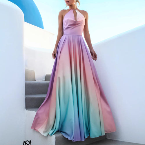 Robe de soirée femme avec encolure dégagée et effet ombré fluide Levoire