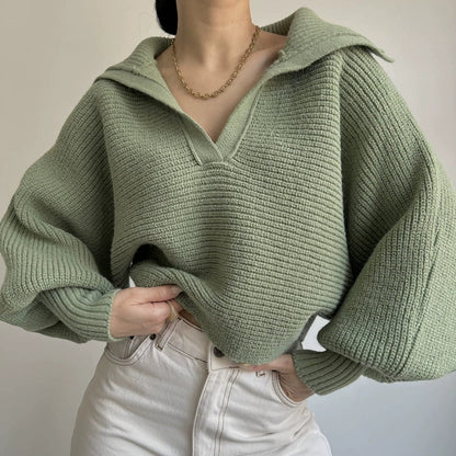 Levoire | Pull à col en tricot élégant Vert