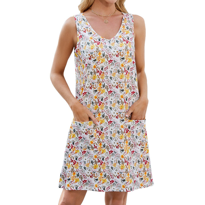 Levoire | Robe d'été lâche sans bretelles relaxante fleur jaune