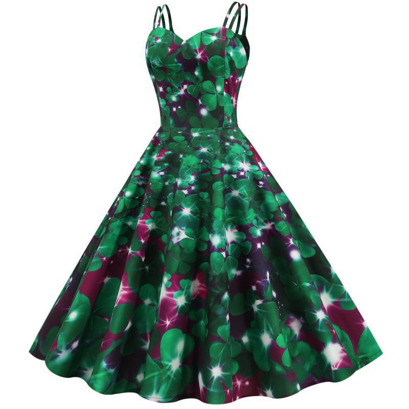 Robe A-Line vintage pour femmes avec un charmant motif floral Levoire