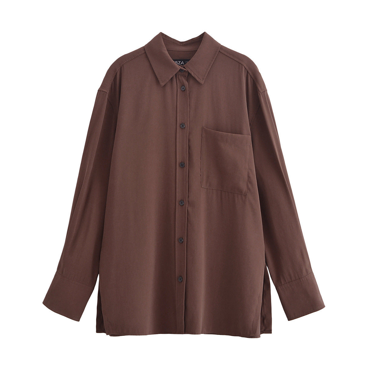 Levoire | Mode Découpe Panneau Drapé Col Manches Longues Produit Haut sombre marron A3