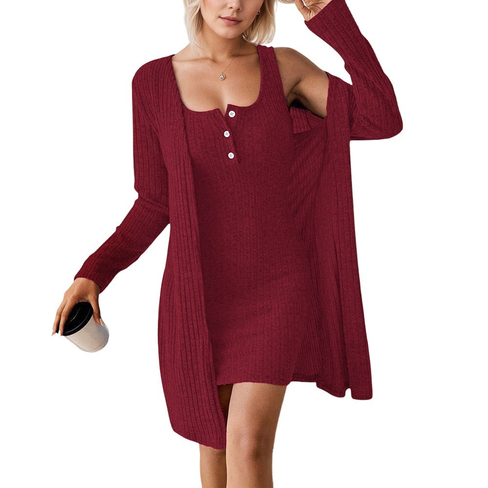 Robe tricotée décontractée pour femmes avec cardigan ouvert Levoire