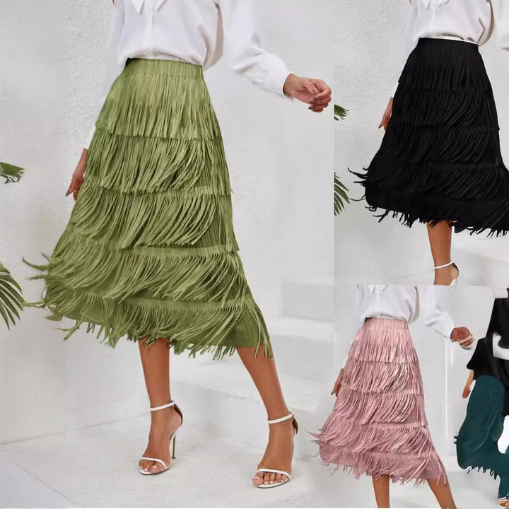 Jupe pour femme avec un design à franges et des couches fluides Levoire
