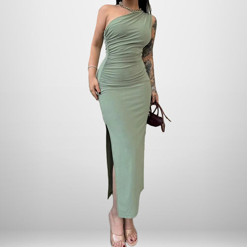 Robe enveloppante élégante pour femme avec design asymétrique et fente haute Levoire