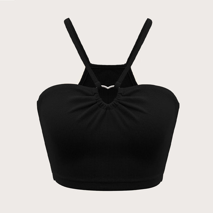 T-shirt court pour femmes avec des bretelles spaghetti réglables et un effet de drapé élégant Levoire