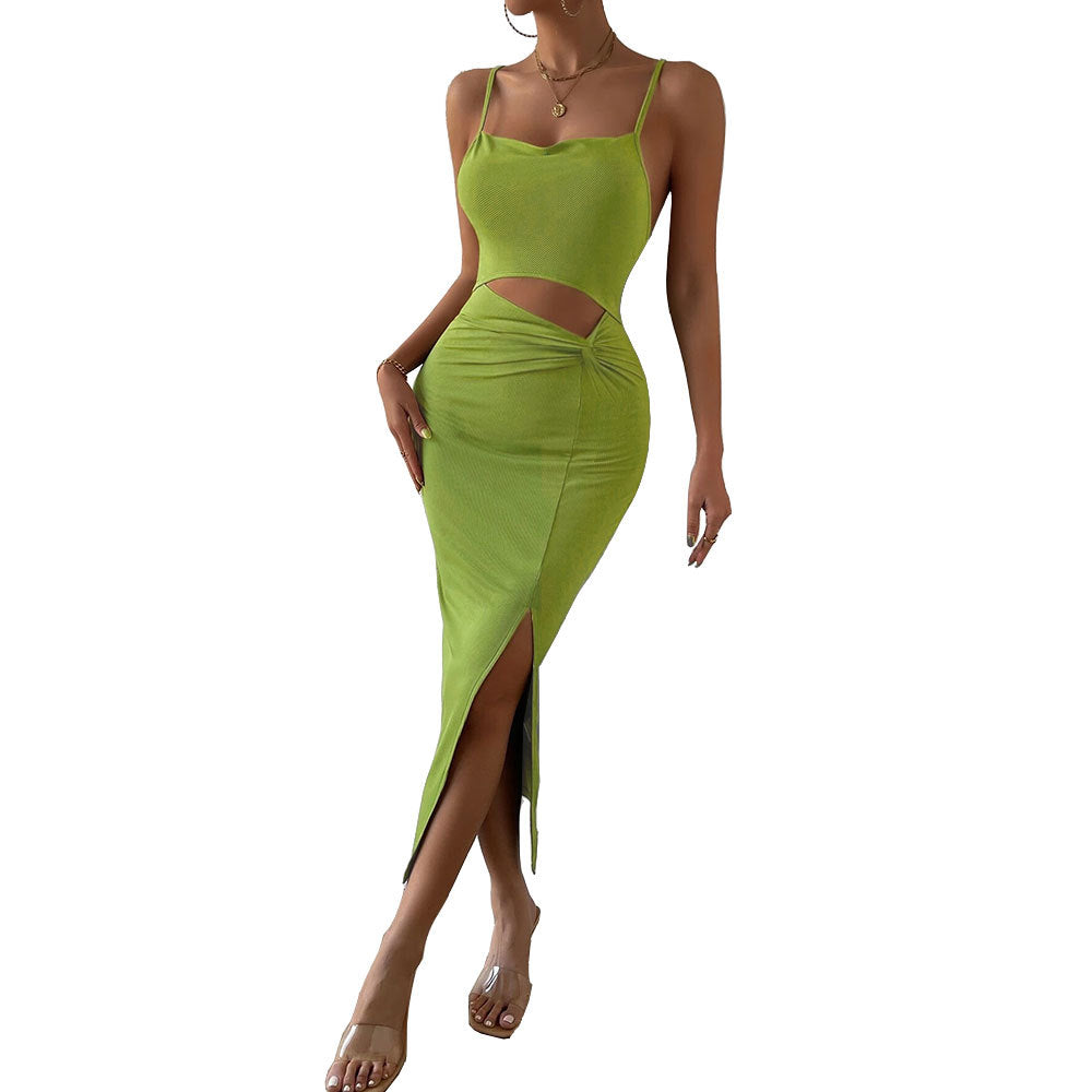 Robe maxi découpée pour femmes avec un élégant décolleté en V et une fente haute Levoire