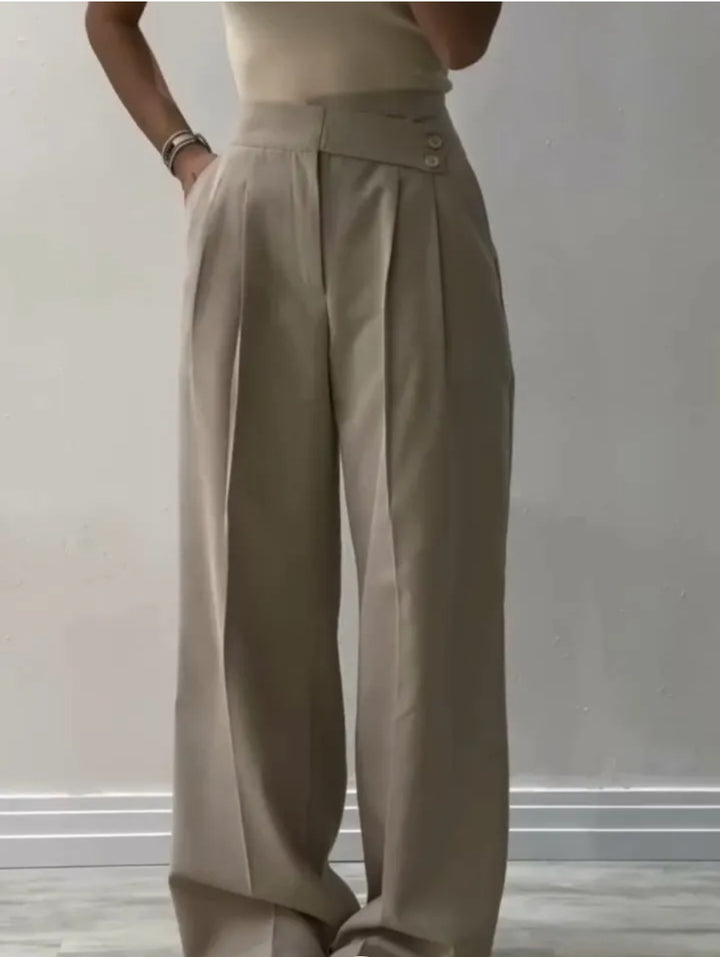 Pantalon élégant large plissé pour dames Levoire