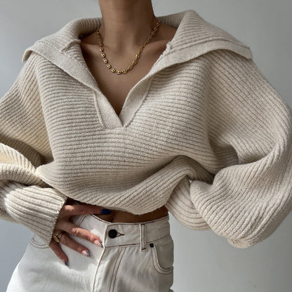 Levoire | Pull à col en tricot élégant Abricot
