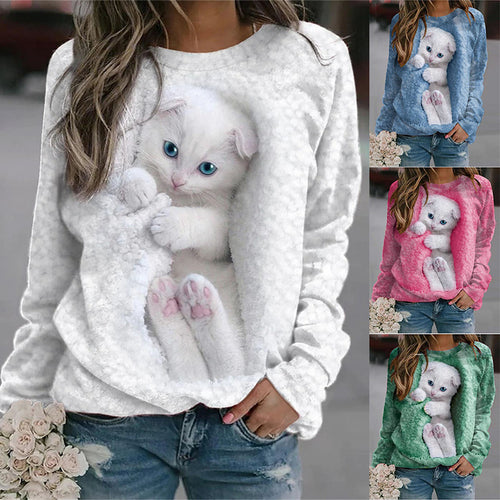 Sweatshirt pour femmes avec motif de chat mignon Levoire