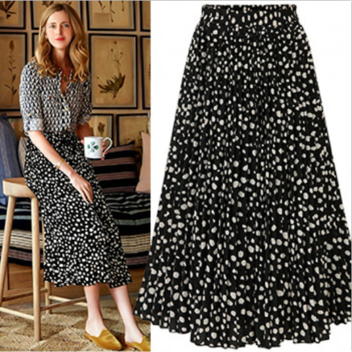 Jupe midi pour femme avec des plis amusants et un motif à pois doubles Levoire