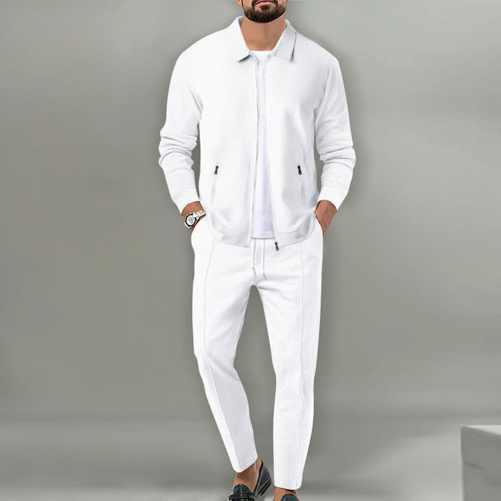 Levoire | Ensemble Delige Avec Pantalon Long Et Veste Avec Fermeture Éclair Blanc
