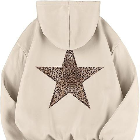 Haut à capuche pour femme avec grand motif étoile imprimé léopard Levoire