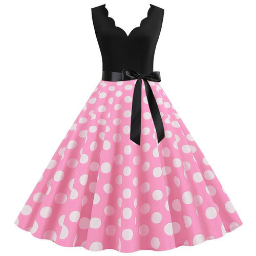 Robe swing pour femmes avec décolleté en V profond et motif à pois délicat Levoire