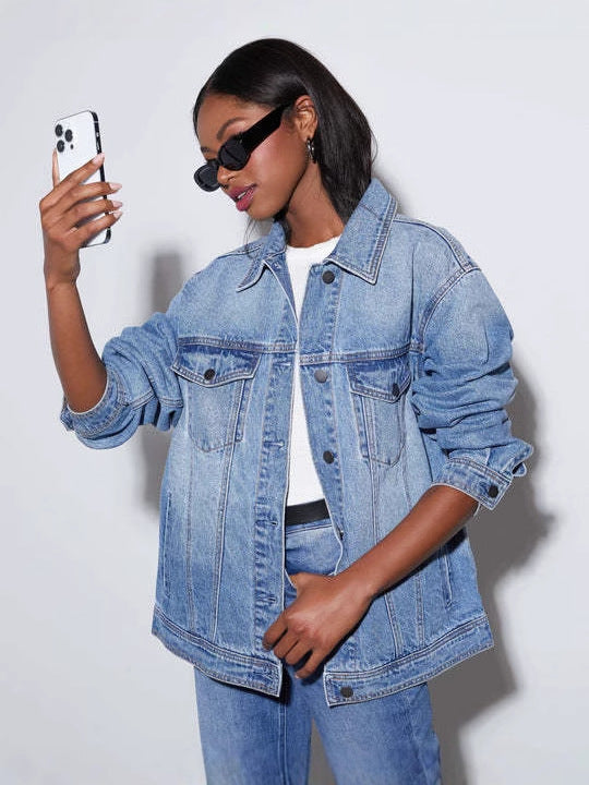 Veste en jean surdimensionnée pour femmes Levoire