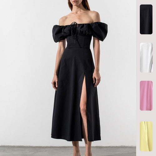 Robe maxi femme avec design off-the-shoulder et manches bouffantes volumineuses Levoire