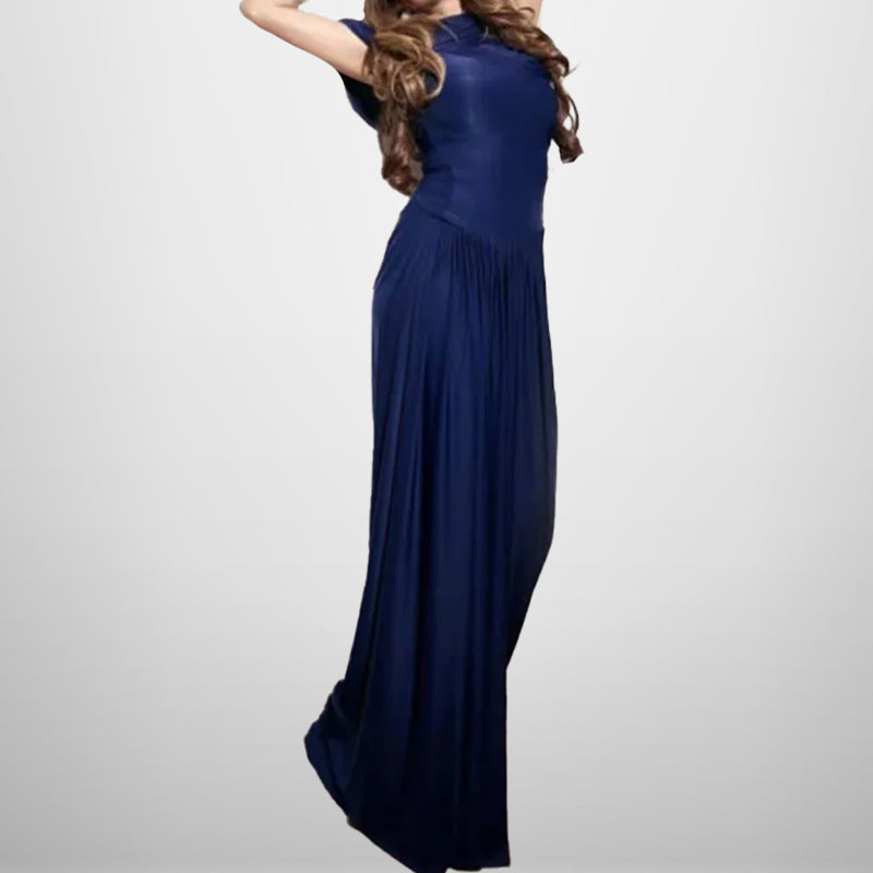 Robe Maxi Enveloppante Élégante pour Femmes avec Détails de Drapé Raffinés Levoire
