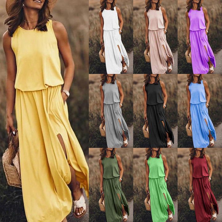 Levoire | Élégante Robe Longue Multicolore à Découpe