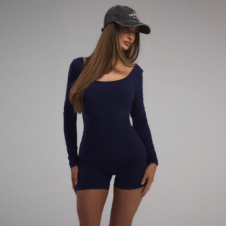 Body à manches longues pour femmes avec une coupe ajustée et un décolleté U tendance Levoire