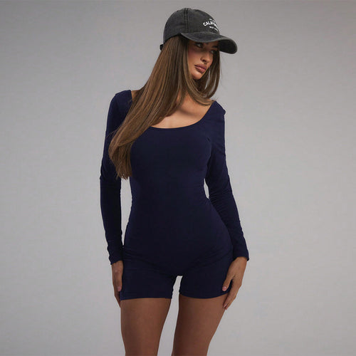 Body à manches longues pour femmes avec une coupe ajustée et un décolleté U tendance Levoire