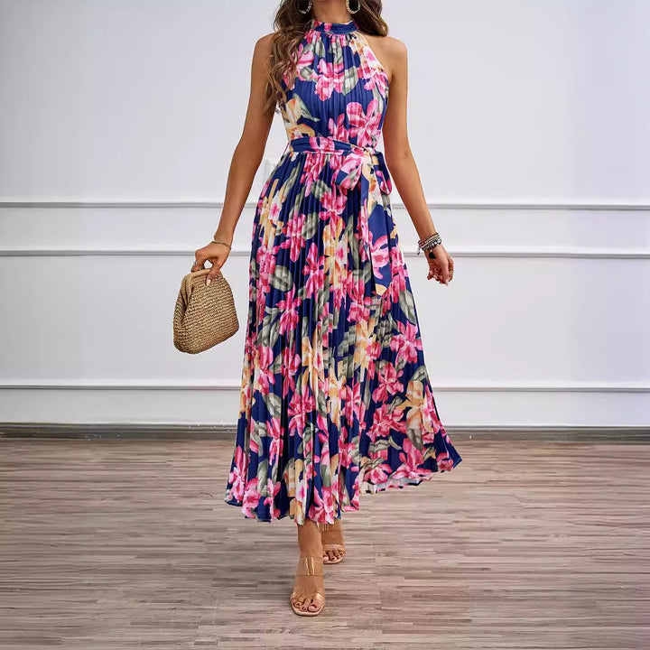 Robe maxi élégante pour femmes avec design floral et haut froncé Levoire