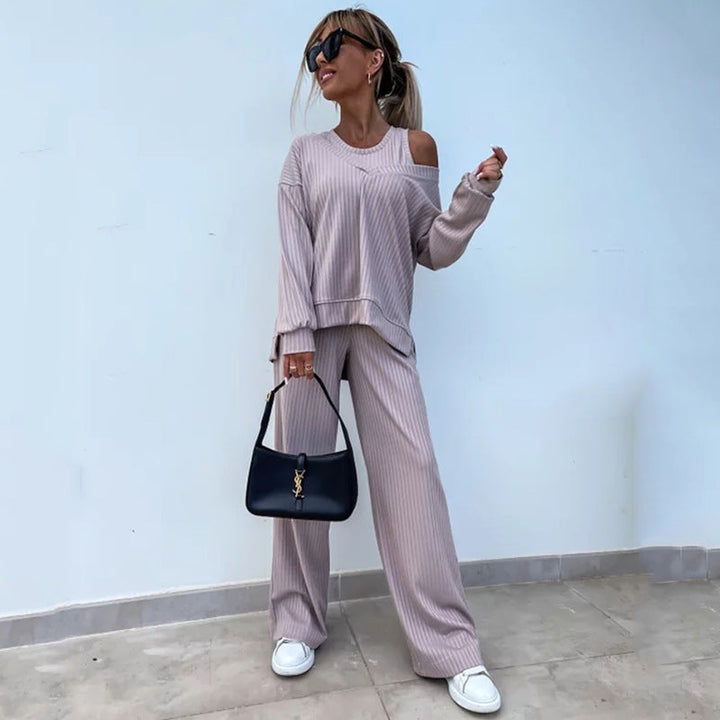 Levoire | Rennon V-ouvert chemise pantalon ensemble trois pièces Khaki