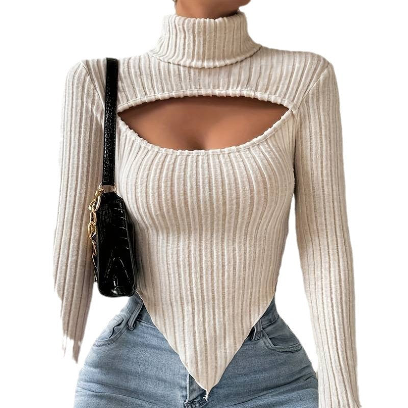 Body à manches longues pour femmes avec décolleté asymétrique et texture côtelée Levoire