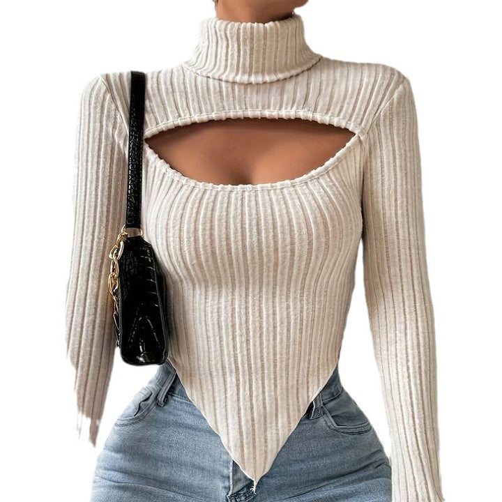 Body à manches longues pour femmes avec encolure asymétrique et texture côtelée Levoire