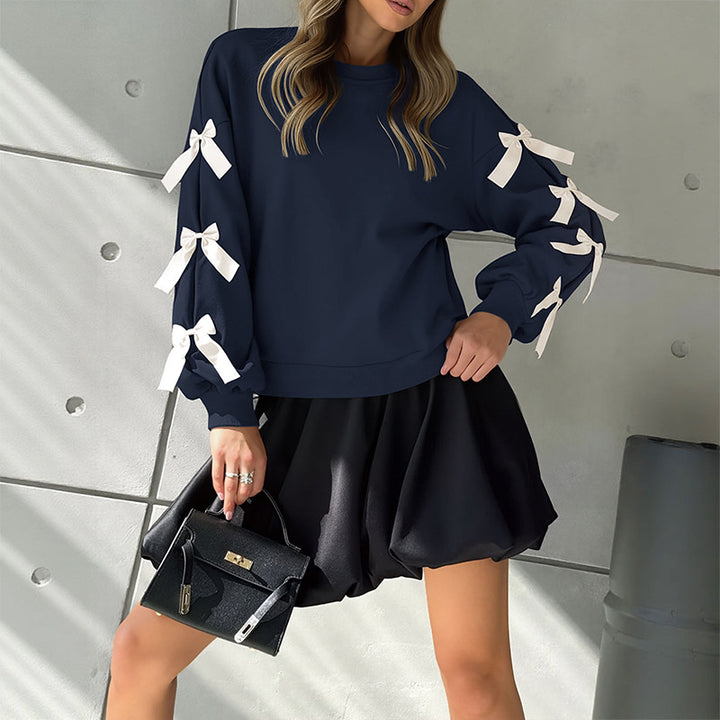 Pull surdimensionné pour femme avec détails de nœud ludiques Levoire