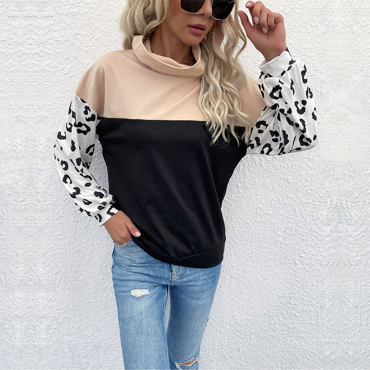 Sweat-shirt féminin à la mode avec imprimé animal et col montant Levoire