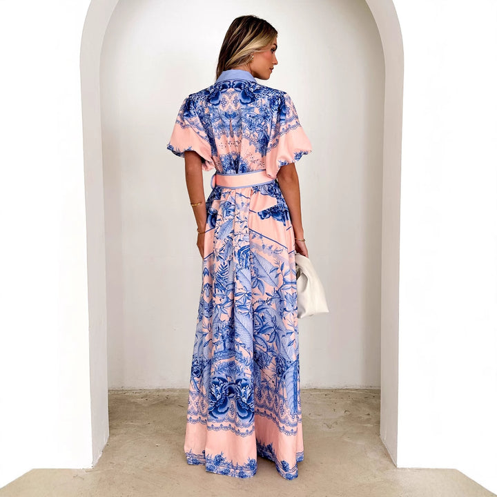 Robe maxi femme avec motif floral et ceinture à la taille Levoire