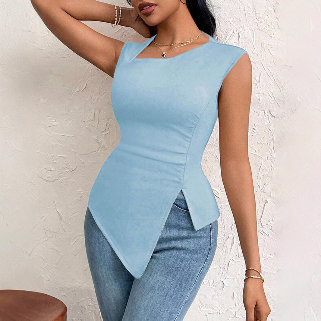 Top asymétrique pour femmes avec drapage élégant et découpe à la mode Levoire