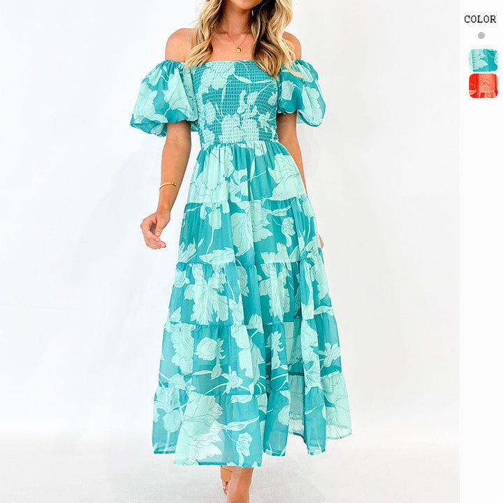 Robe maxi femme avec manches bouffantes et design floral Levoire