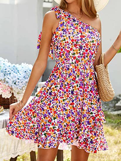 Robe longue unilatérale pour femmes avec accents floraux Levoire
