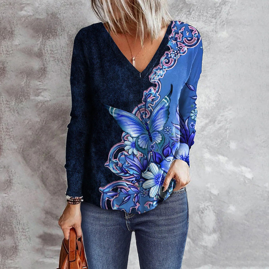 Levoire | Chemise tendance avec impression de papillon Bleu