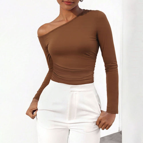Chemise à manches longues asymétrique pour femmes avec décolleté sophistiqué Levoire