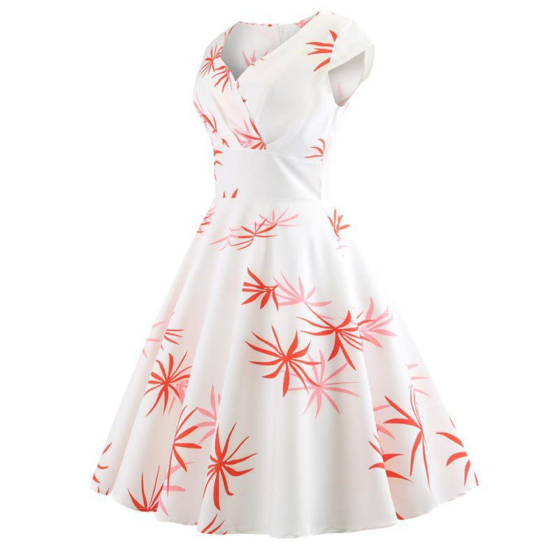 Robe à swing pour femmes avec un design enveloppant élégant et des accents floraux Levoire
