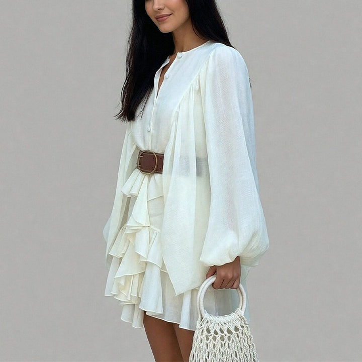 Robe à volants ludique pour femmes avec manches volumineuses Levoire