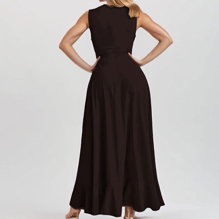 Robe maxi élégante pour femmes avec ourlet asymétrique et détails à volants Levoire