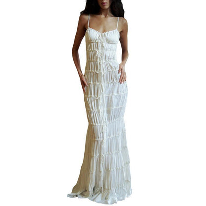 Levoire | Robe maxi plissée en dentelle élégante