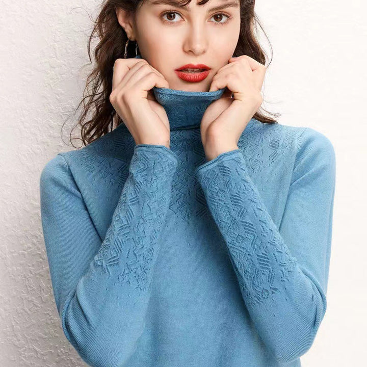 Pull pour femmes à col montant avec un motif texturé fin Levoire