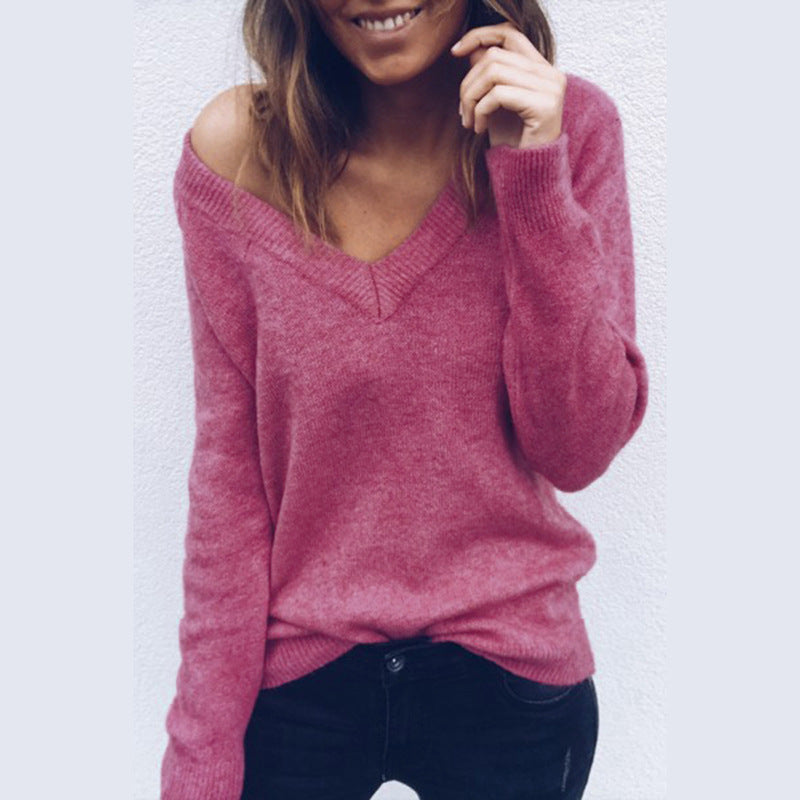 Pull femme avec col en V et coupe décontractée Levoire