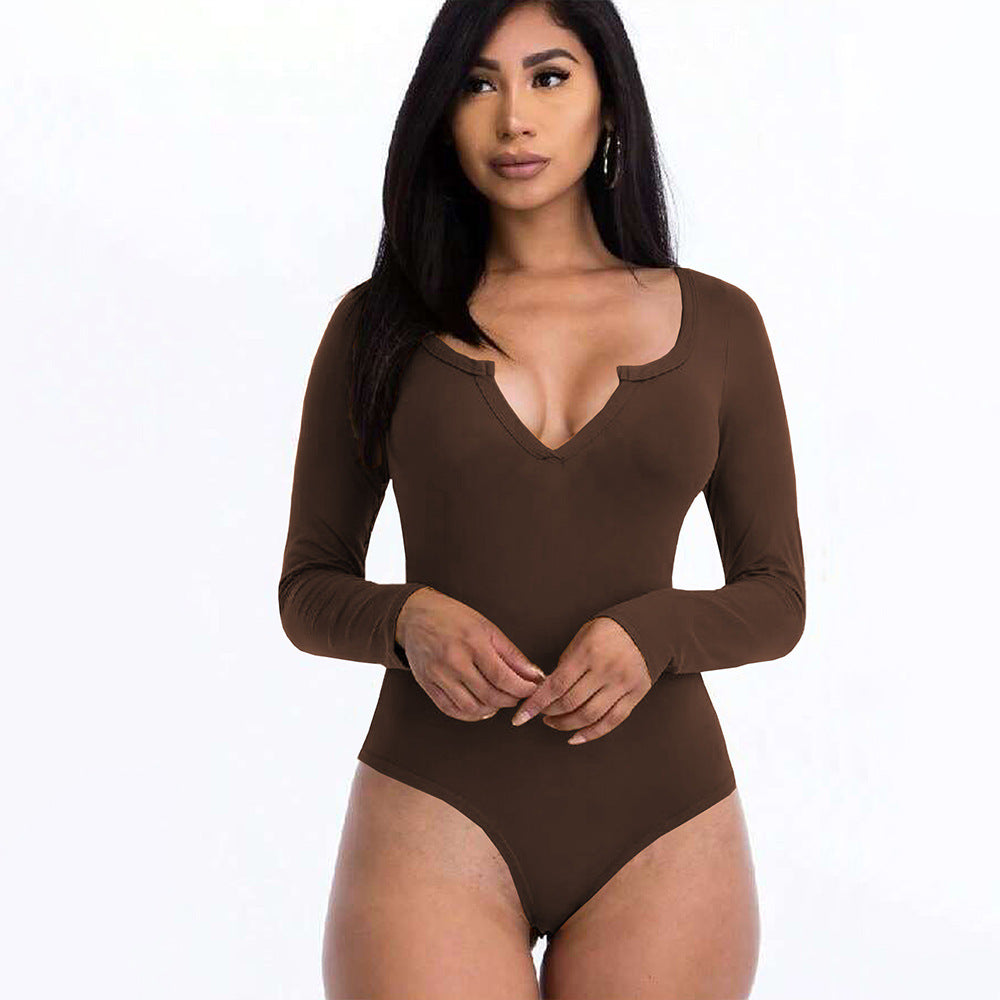 Body femme avec décolleté en V profond et manches longues Levoire