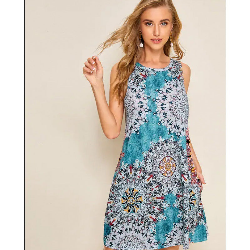Robe d'été A-ligne pour femme avec motif mandala coloré Levoire