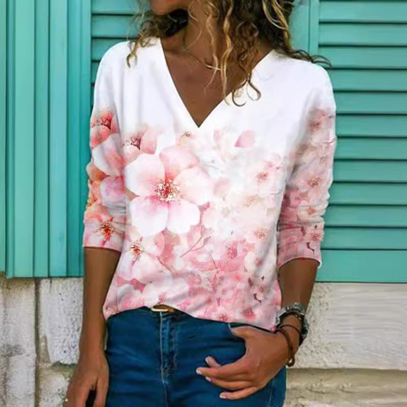 Levoire | Rento Print V-col Vêtements à manches longues T-shirt