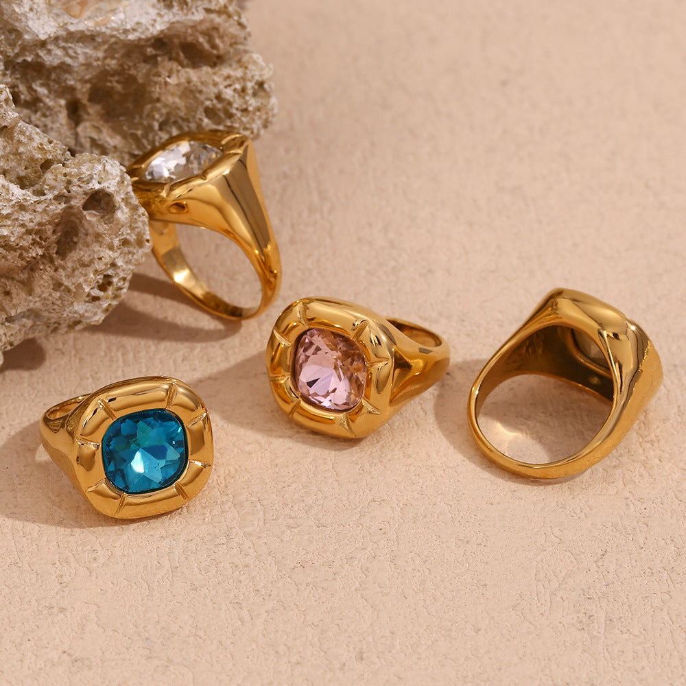 Levoire | Anneau D'Addition En Zircon Carré Kultapinchattu
