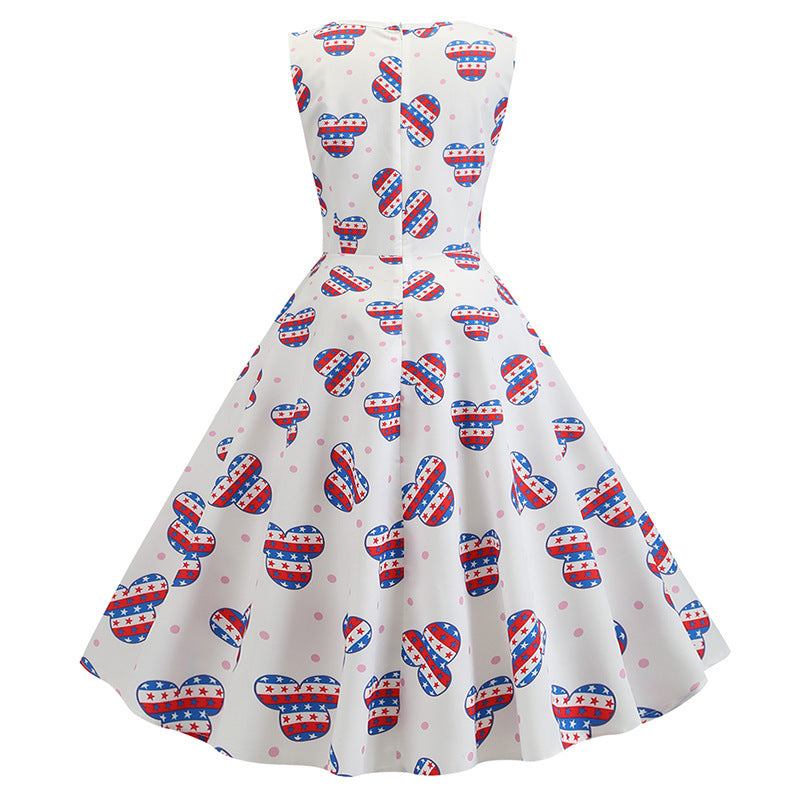 Robe swing rétro pour femmes avec motif joyeux et jupe tourbillonnante Levoire