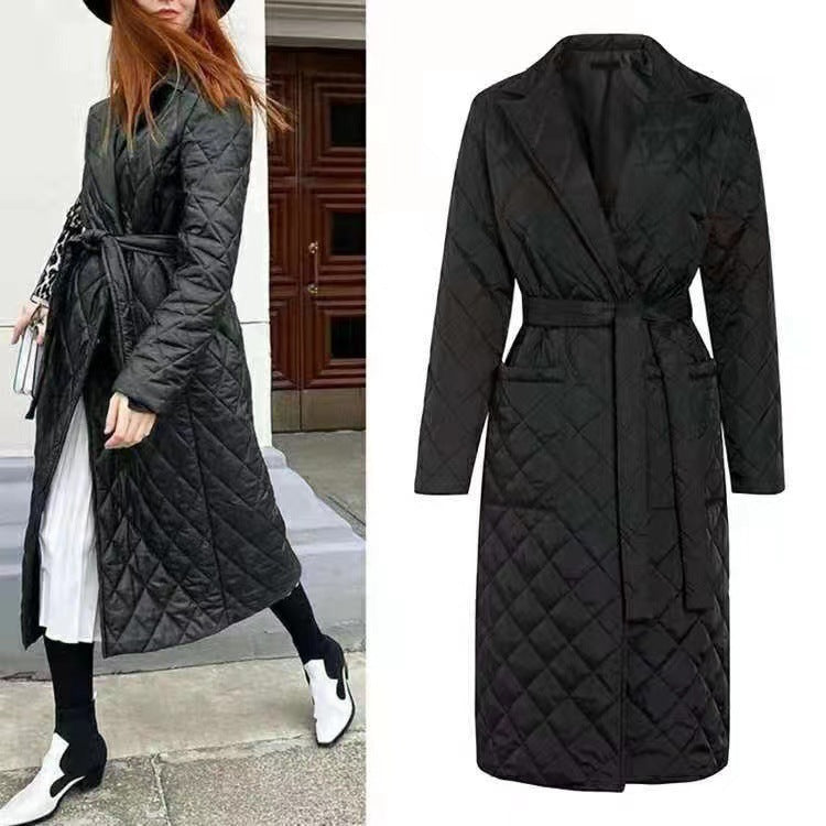 Manteau d'hiver matelassé pour femme avec ceinture élégante Levoire