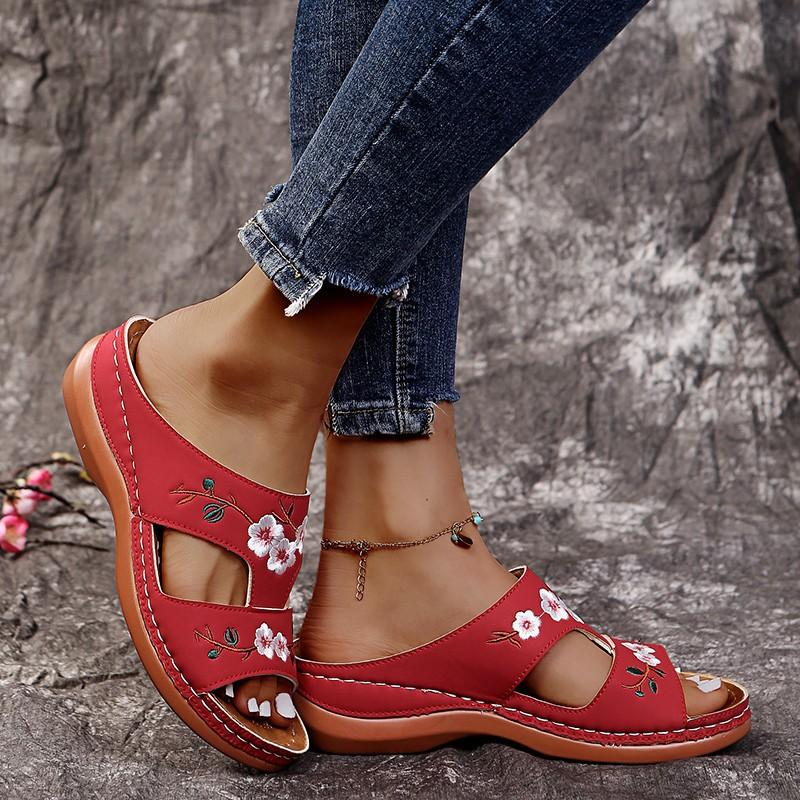 Levoire | Sandales Orthopédiques Pour Femmes Avec Motif Floral Rot